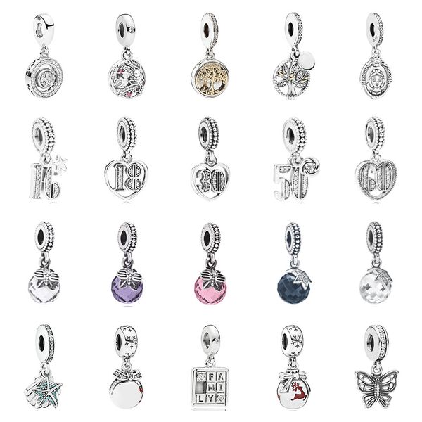 

pandora 925 prata 1:1 jóias celebrar 30 rostos herança familiar dois-cor espelho charme coração pingente