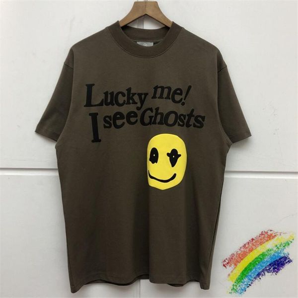 

cpfm west lucky me i see призраки t-shirt пены 3d печати браун с коротким рукавом hip hop street wear футболка, White;black