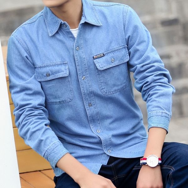 

nice tide nice denim shirt 111%cotton men long sleeve casual shirts men's jeans shirts for male dress camisa masculina clothes, White;black