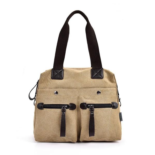 

fashion women handbag 2020 new canvas large capacity tote multi-pocket solid color women's crossbody bags leisure shoulder bags