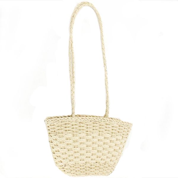 

solid color retro straw bag shoulder woven bag casual handbag beach