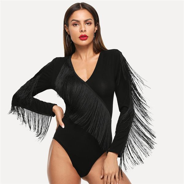 

bodysuit women rompers for women black elegant weekend casual fringe form fitting skinny bodysuit summer fashion women skinny bodysuits, Black;white