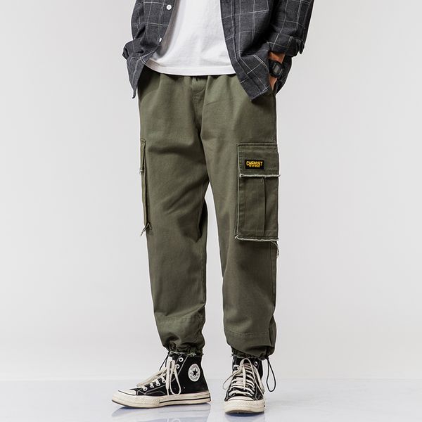

men's casual pants conventional thickness comfortable cotton cargo pants male 2020 new spring multi-pocket fashion casual, Black