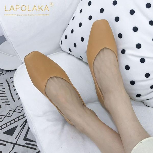 

lapolaka new fashion 2020 dropship hoof heels elegant pumps woman shoes square toe slip-on shallow office shoes women pumps, Black