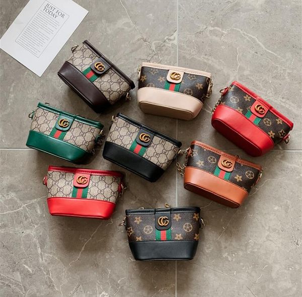 

Kids Girl Vintage Print Vintage floral Hangbags Baby Girl Fashion Striped Chain messenger bag singlet shoulder cross bag