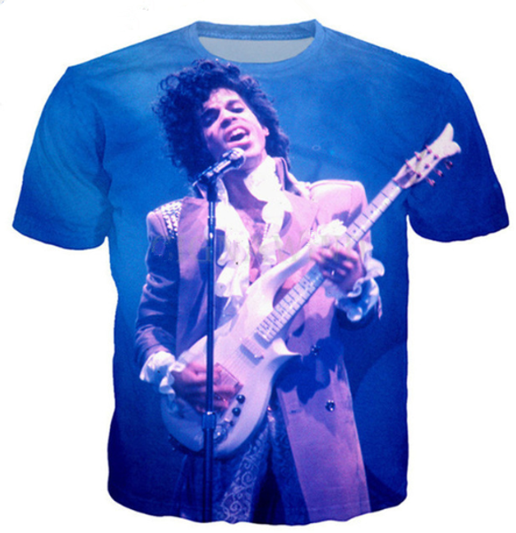 

new popular singer prince rogers nelson men women funny 3d print summer short sleeve o neck crewneck casual hop hip a22, White;black