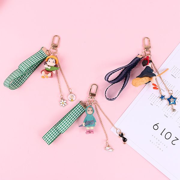 

japanese anime miyazaki my neighbor totoro series with action figures doll keychain wristband keyring for women bag jewelry, Silver