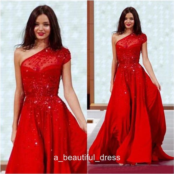 

sequined red evening dresses one shoulder a line flowing sweep train prom dress custom made formal party gowns ed1228, Black;red