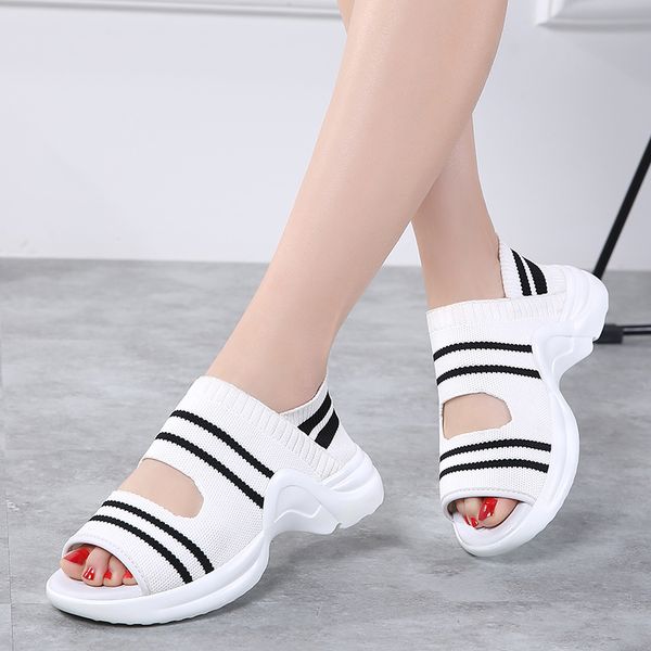 

white sandals women 2020 hoof hells new fashion mesh ladies platform chunky sandals summer shoes black sandalias mujer tuinanle
