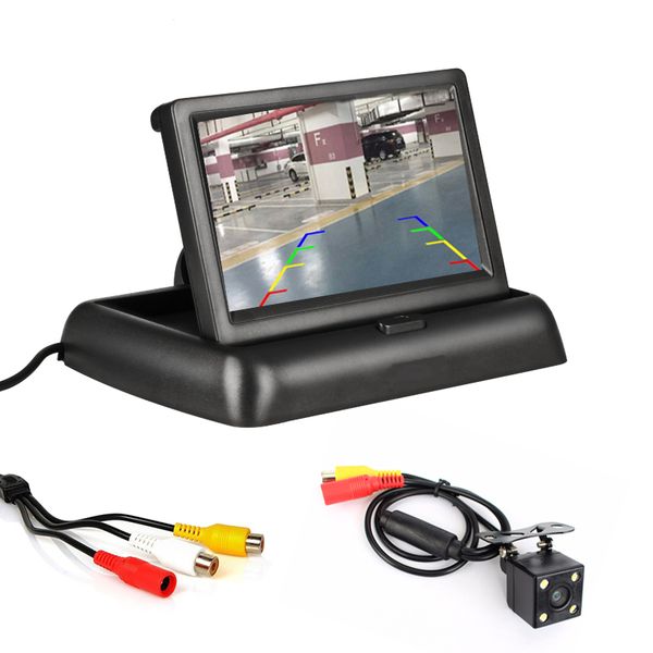 

jansite 4.3 inch foldable car monitor tft lcd display cameras reverse camera parking system for car rearview monitors ntsc pal