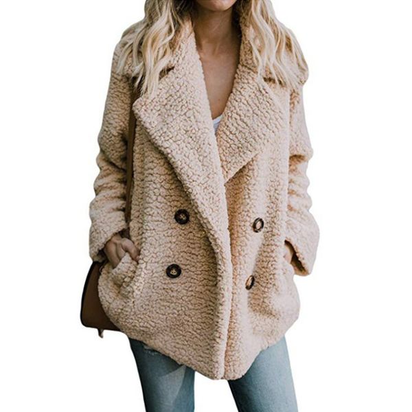 

faux lambswool oversized jacket coat winter warm hairy jacket women winter outerwear plus size fur jacket overcoat women s-5xl y200101, Black;brown