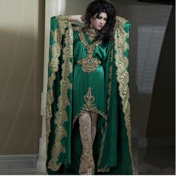 

2019 новые кафтановые зеленые платья с длинными рукавами и золотыми аппликациями из атласных кружев. новые абая дубай вечерние платья без шт, Black;red