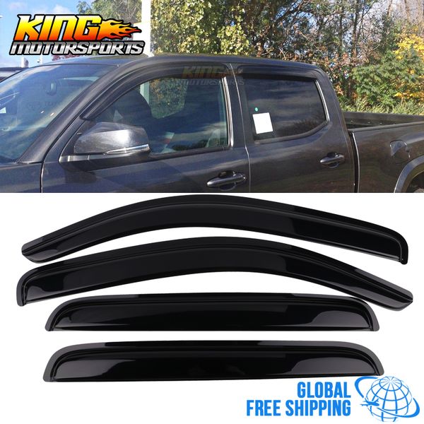 

fits 16-18 toyota tacoma double cab acrylic window visors 4pc set global ing