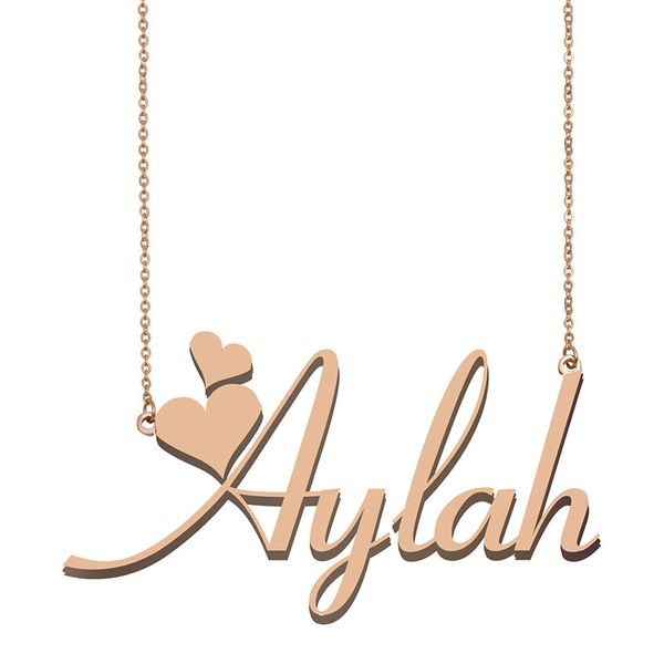 

aylah name necklace pendant for women girlfriend gifts custom nameplate children friends jewelry 18k gold plated stainless steel, Silver