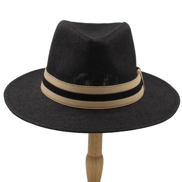 

fashion women men straw sun hat with wide brim panama hat for beach fedora jazz hat size 56-58cm, Blue;gray