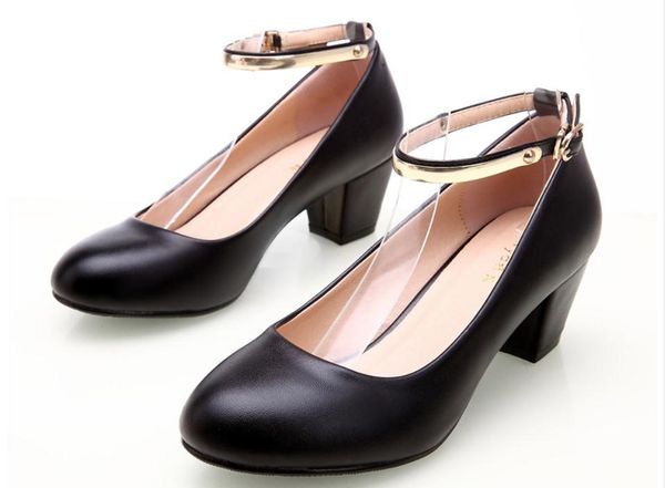

women's shoes in spring and autumn high coarse heel round head @tttt98888, Black