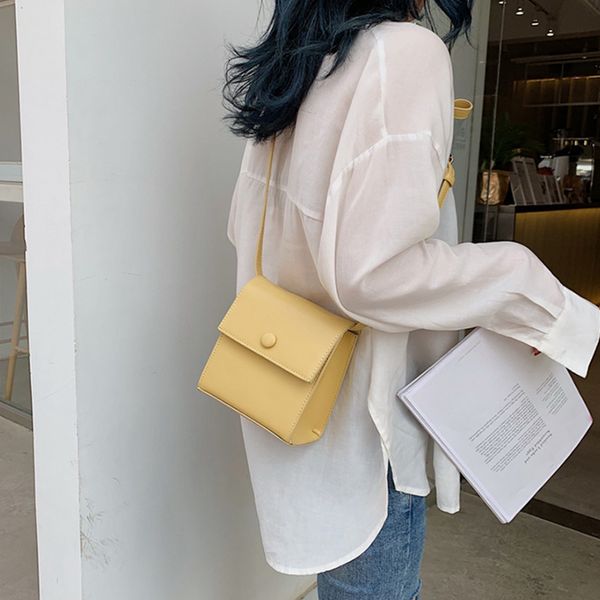 

simple women's crossbody bag fashion button solid shoulder messenger bags for women casual pu leather purses ladies shoulder bag