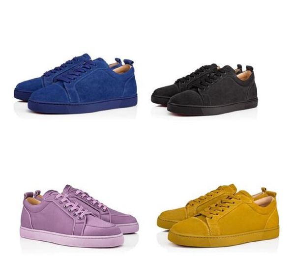 

20 famous red bottom shoes for women,men low junior rantulow orlato sneaker flats luxury designer slik leather yellow, blues black