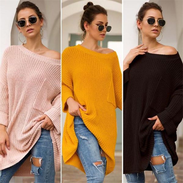 

autumn winter women designer sweaters fashion leisure style long sleeve loose sweaters knit women clothes, White;black
