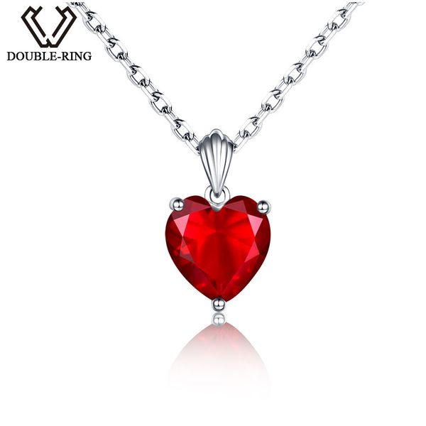 

double-r fine engagement wedding jewelry necklaces for women classic created red ruby pendants solid 925 sterling silver, Golden;white
