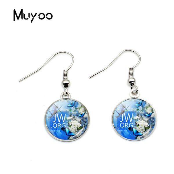 

2019 new fashion flower jw.org fish hook earrings round glass dome jehovah silver earrings womens christian gifts jewelry
