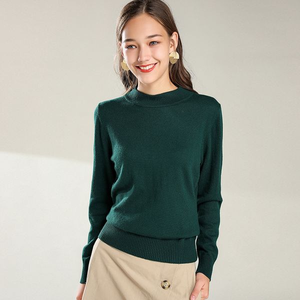 

wool female sweaters crew neck cashmere sweater full sleeves short casual style pullovers solid soft ladies jumpers, White;black