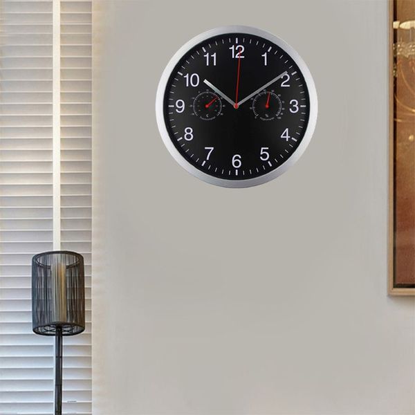 

metal silent quartz wall clock quiet sweep movement hygrometer t8wb