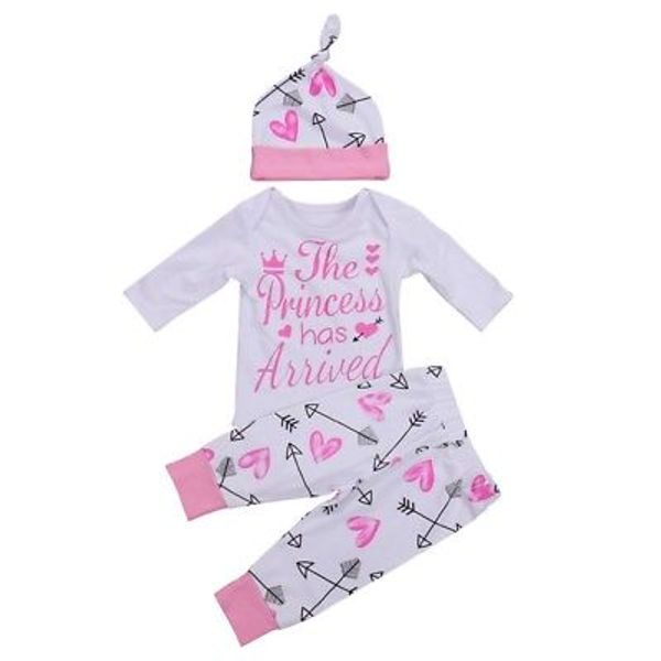 

us newborn toddler baby girls clothes love letter printed romper jumpsuit +pants newsboy bat+bow tie headband outfits set 0-24m, White