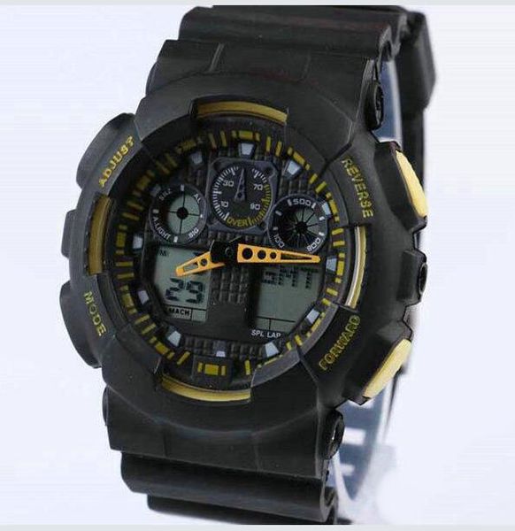 

2019 new dual display sports watch ga100 g black display led fashion army military shocking watches men casual watches chat #4588, Slivery;brown