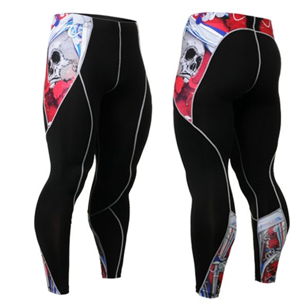 

2017 skull printing tights pants for snowboarding cycling running fitness boxing male slim fit pants sublimation