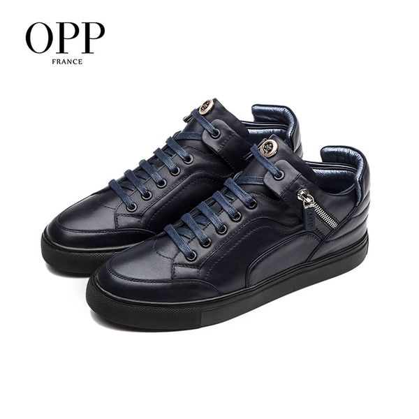 

opp men boots zip genuine leather shoes winter boots men full grain leather shoes ankle for, Black