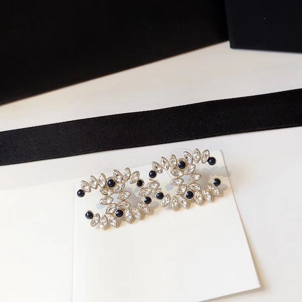

c1941 korean crystal leaf 925 silver needle female ear stud fashion delicate cubic zirconia geometric earrings, Golden;silver