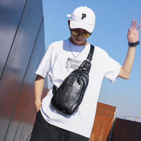 

new leisure chest bag men korean waist bag leather men's messenger shoulder