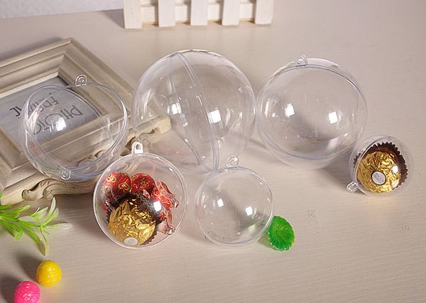 

10pcs 7/8/9/10cm christmas tress decorations ball transparent open plastic clear bauble ornament gift present box decoration