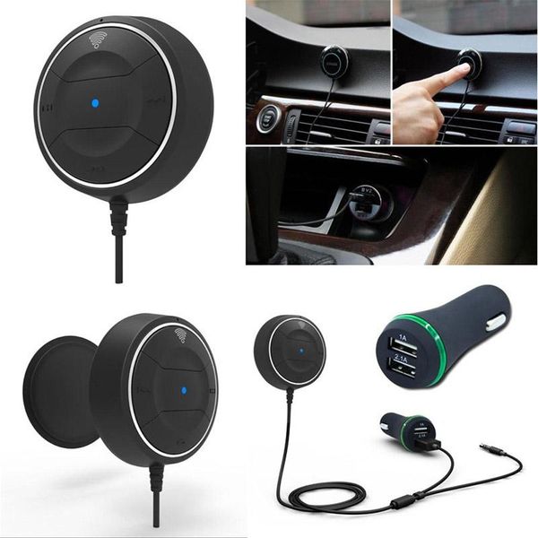 

new bluetooth car kit with nfc aux music audio receiver adapter wireless hands-3.5mm built-in microphone