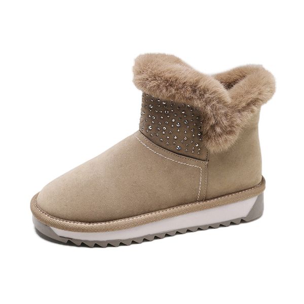 

women's snow boots 2019 winter fashion rhinestone ankle boots for woman boot winter shoes rubber sole female shoes snow boot, Black