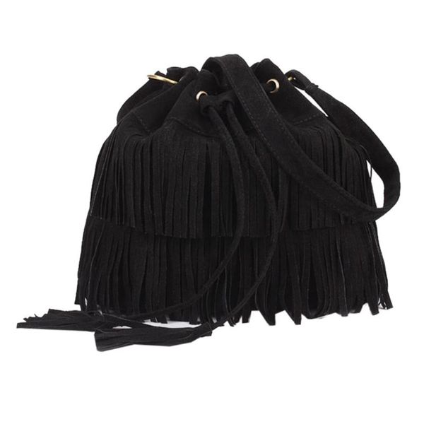 

vintage women tassel bucket bag handbags women shoulder bags designer girls drawstring messenger crossbody bag