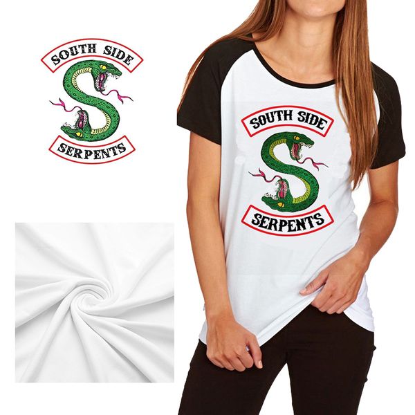 

2019 fashion short sleeve snake print tshirt women aesthetic riverdale south side serpents 100% cotton short sleeve xs-3xl, White