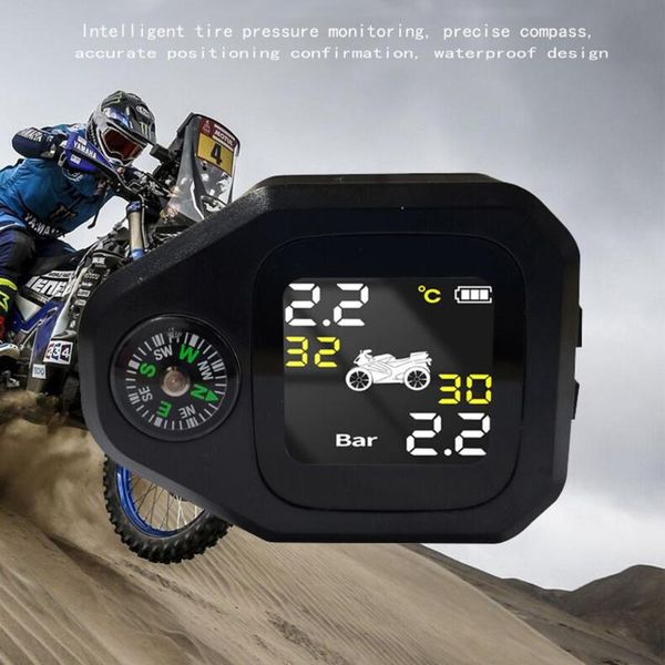

2-in-1 motorcycle tire pressure monitoring system lcd intelligent real-time monitor with c-ompass 2020 new