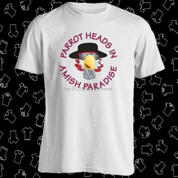 

parrot heads in amish paradise men white t-shirt, White;black