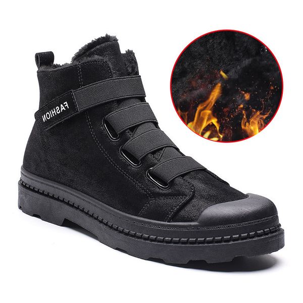 

winter boots for men sneakers winter male shoes nice fashion shoes with warm fur men casual quality ankle boots, Black