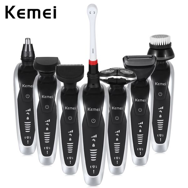 

kemei 7 in 1 men's 3d electric shaver triple blade beard trimmer rechargeable razor for men shaving machine barbeador face care