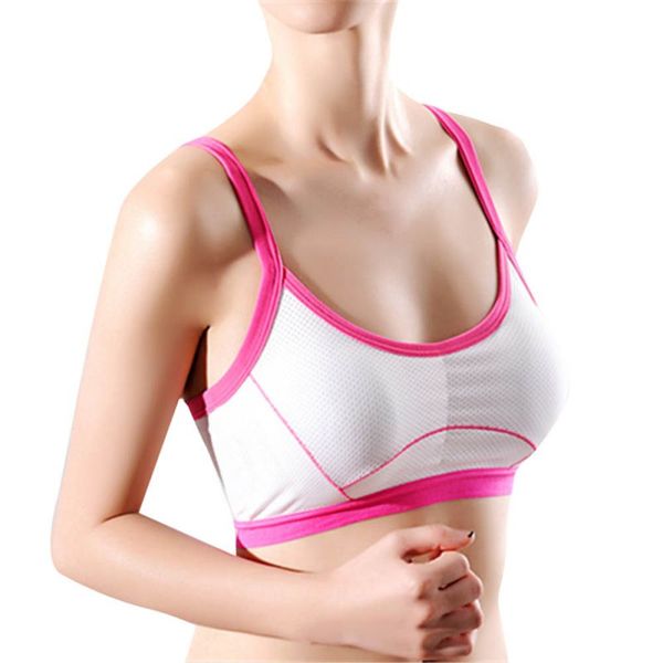 

women fitness yoga sports bra for running gym padded wire shake proof underwear push up seamless fitness bras, White;black