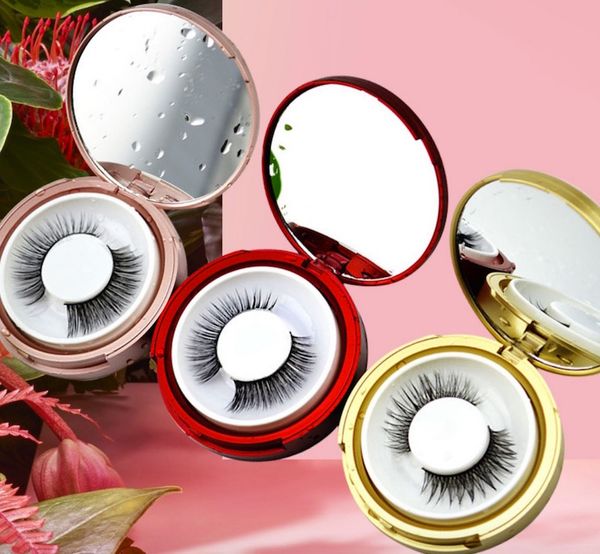 

round false eyelash case plastic rose gold eyelash box with mirror eyelashes package box cosmetics empty eye lashes package boxes dhl