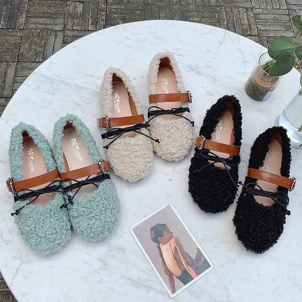 

casual woman shoe slip on shoes for women autumn loafers fur all-match bow-knot round toe women's moccasins slip-on fall, Black