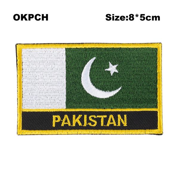 Frete Grátis 8 * 5 cm Paquistão Forma Bandeira México Bordado de Ferro no Remendo PT0025-R