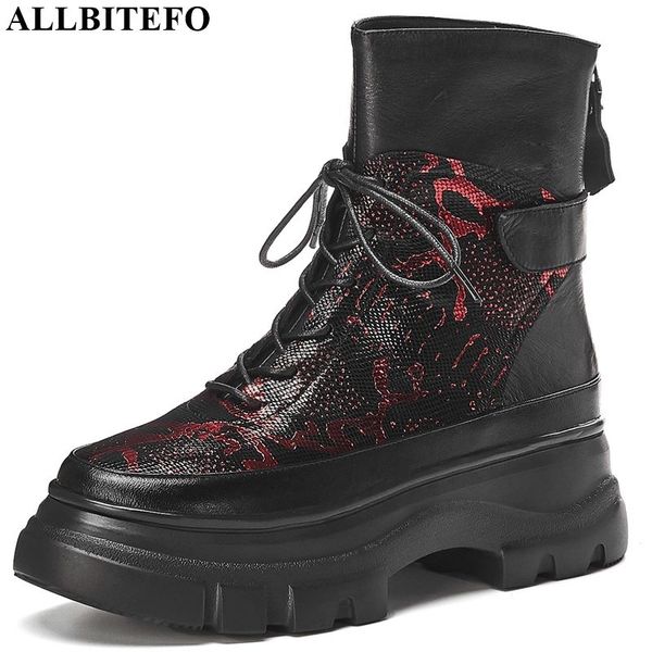 

allbitefo two kinds of genuine leather ankle boots frenulum round toe women boots leisure fashion autumn winter, Black