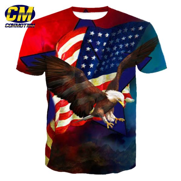 

flying eagle american flag print colored short sleeve t-shirt eur size, White;black