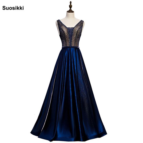 

2019 prom dress new design light illusion tulle beading v-neck sleeveless elegant a-line long prom party woman dress, White;black