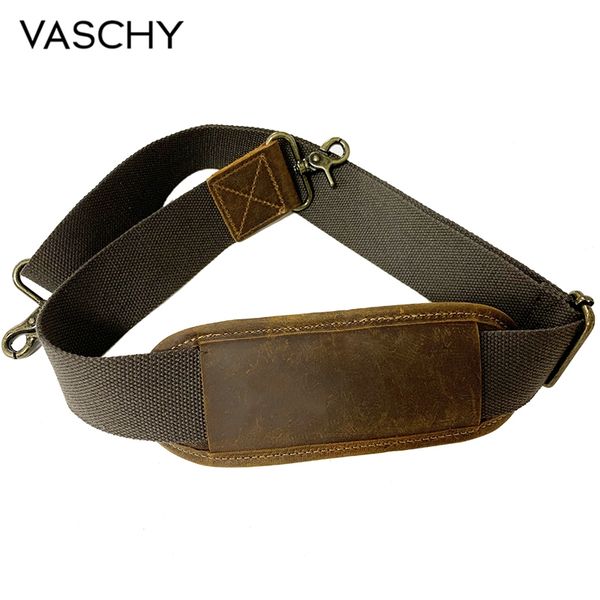 

vaschy padded shoulder strap replacement quality genuine cowhide leather adjustable straps for messenger, lap travel bag, Black